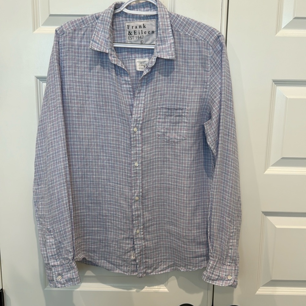 Frank & Eileen Barry Blue Button Up Shirt Large